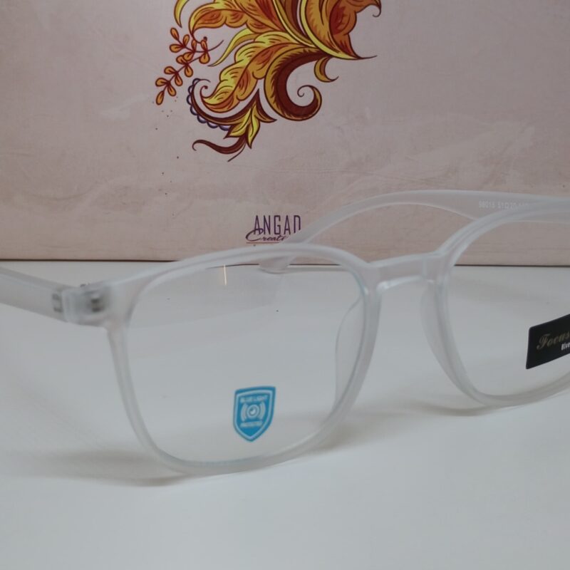 Geometric Full Rim Unisex Eyeglasses, Matte White Colour
