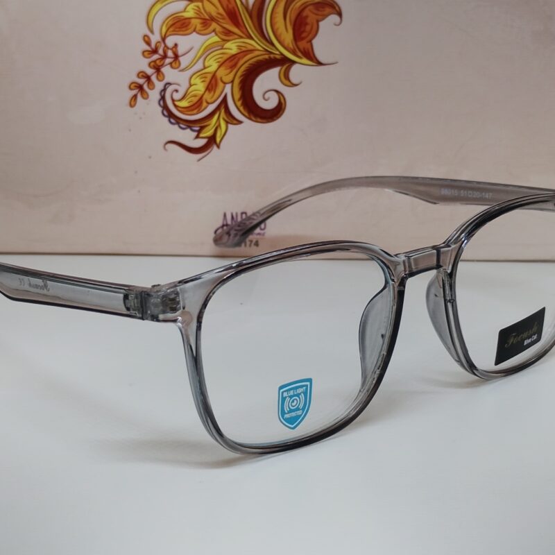 Geometric Full Rim Unisex Eyeglasses, Light Gray Colour