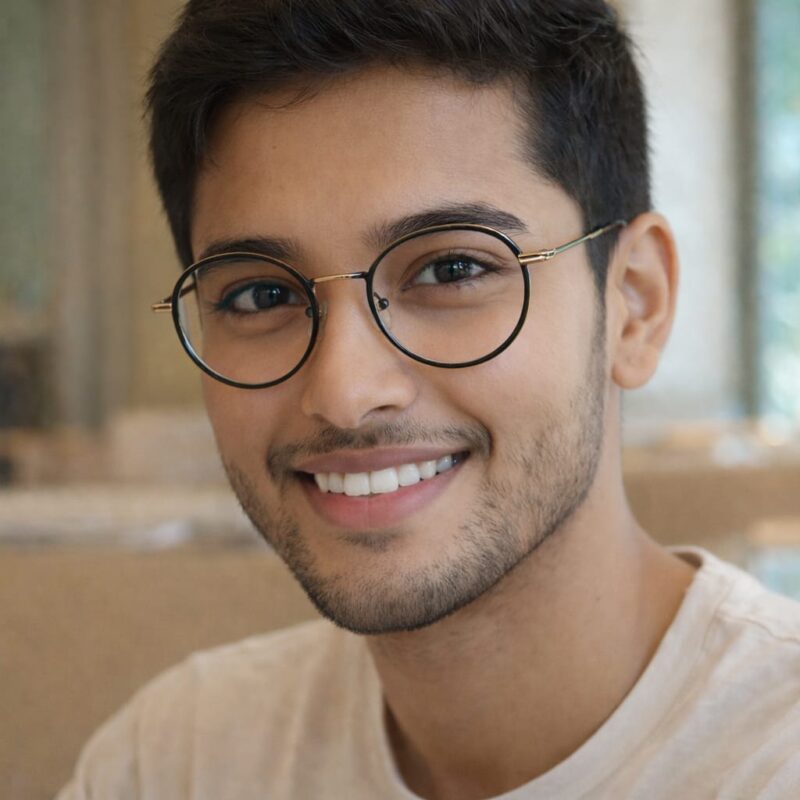 Premium Round Metal Eyeglasses - Classic Black & Gold Finish